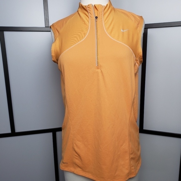 Nike Tops - Nike Fit Dry sleeveless orange 1/4 zip top